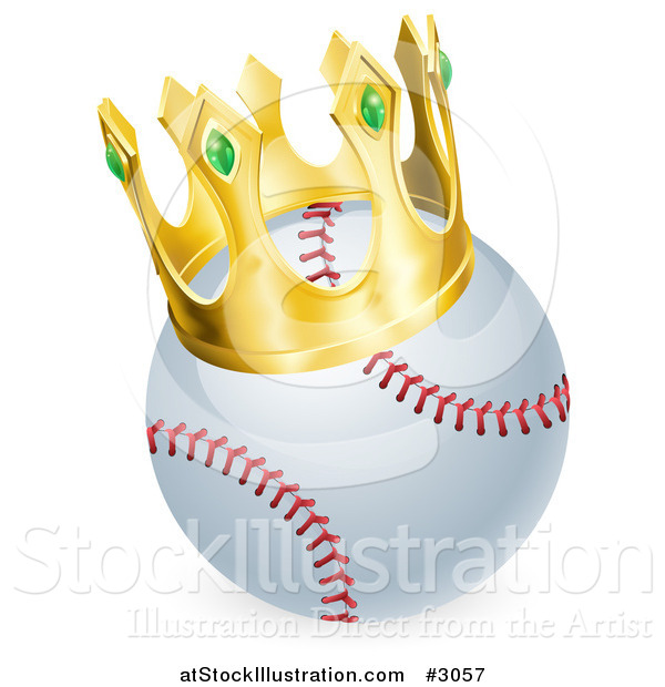 Vector Illustration of a King Baseball Wearing a 3d Golden Crown