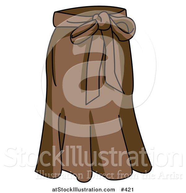 Vector Illustration of a Ladies Long Brown Skirt with a Bow Tie