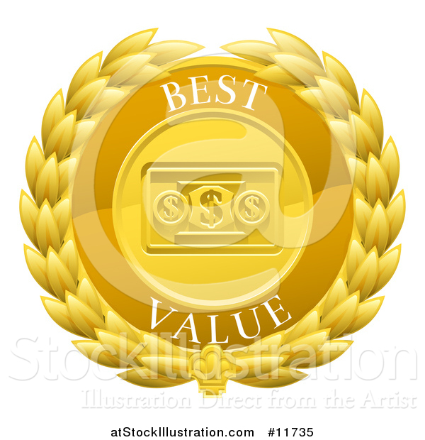 Vector Illustration of a Laurel Wreath Badge with Best Value Text