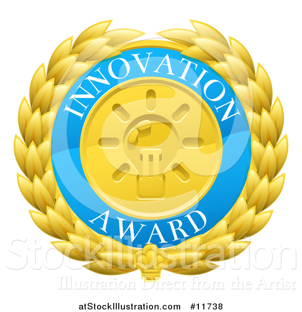 Vector Illustration of a Laurel Wreath Badge with Innovation Award Text