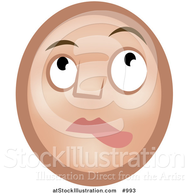 Vector Illustration of a Lip Biting Emoticon - Tan Version