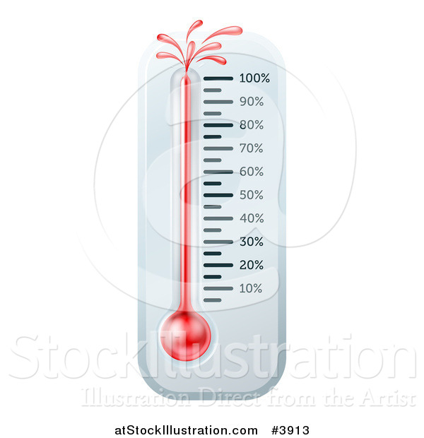 Vector Illustration of a Liquid Bursting from a Thermometer