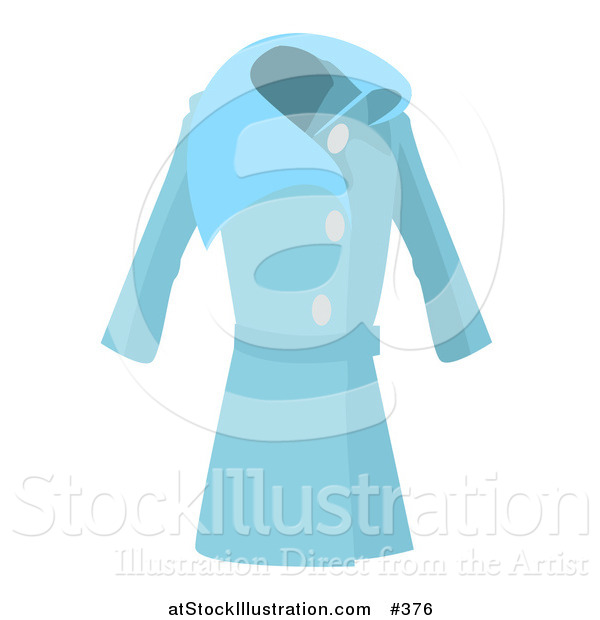 Vector Illustration of a Long Blue Ladies Coat