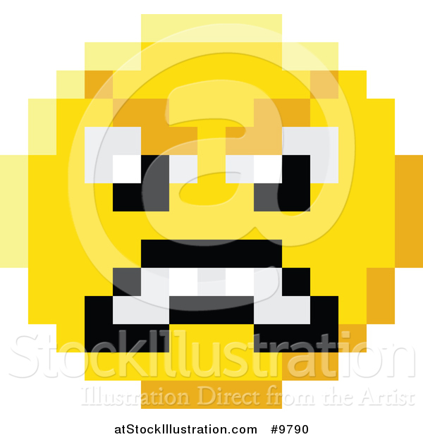 Vector Illustration of a Mad 8 Bit Video Game Style Emoji Smiley Face