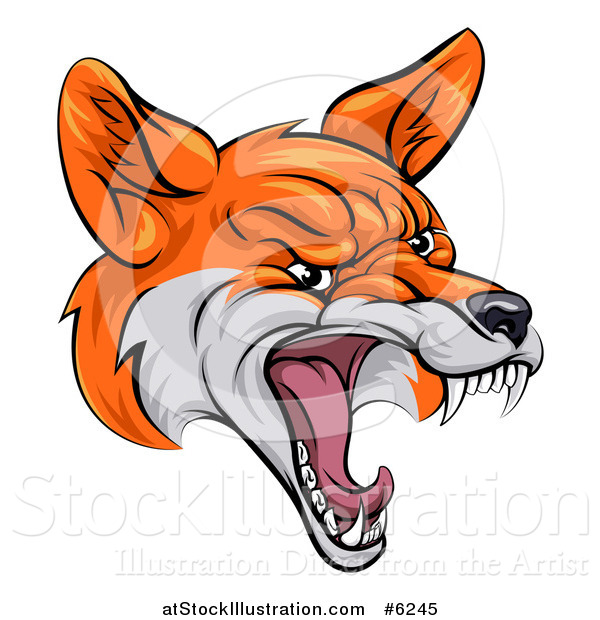 Vector Illustration of a Mad Fox Face