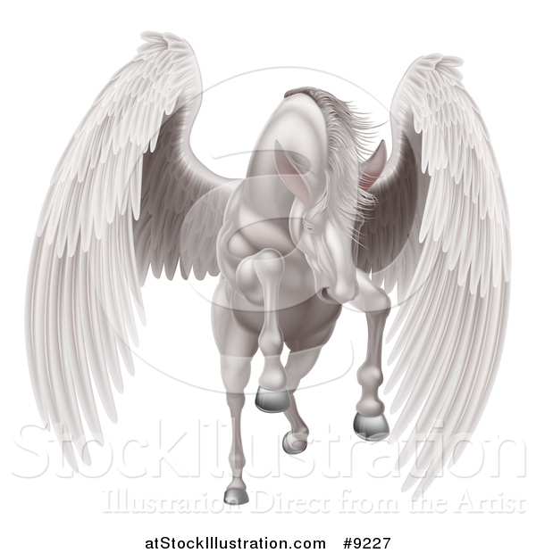 Vector Illustration of a Majestic White Winged Horse Pegasus Flying Forward