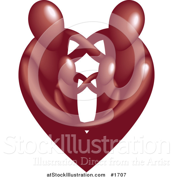 Vector Illustration of a Maroon Heart Family