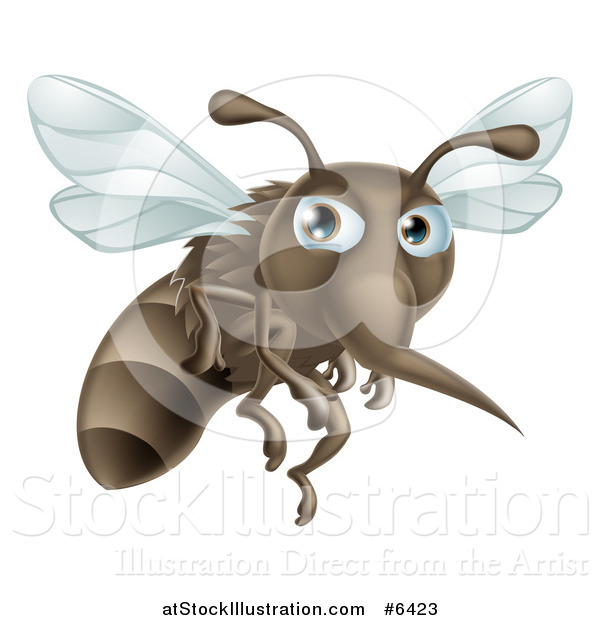 Vector Illustration of a Mean Mosquito Flying to the Right