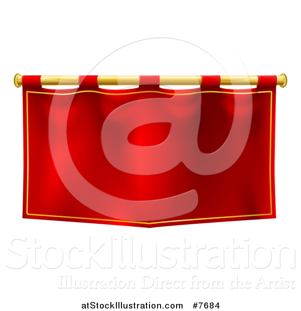 Vector Illustration of a Medieval Red Banner on a Gold Rod