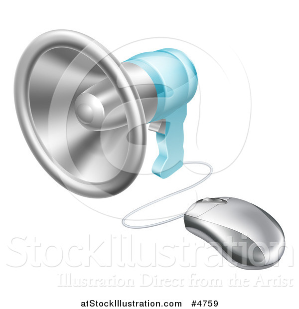 Vector Illustration of a Megaphone Connected to a Computer Mouse