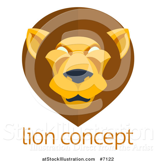 Vector Illustration of a Modern Flat Design Mal Lion Face over Sample Text