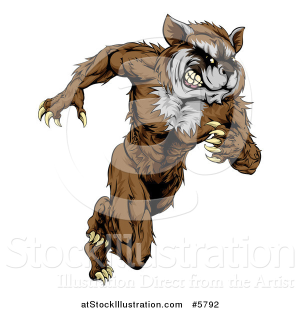 Vector Illustration of a Muscular Raccoon Man Mascot Running Upright