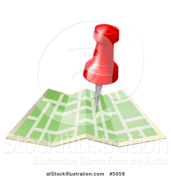 Vector Illustration of a Navigation Pin over a Map