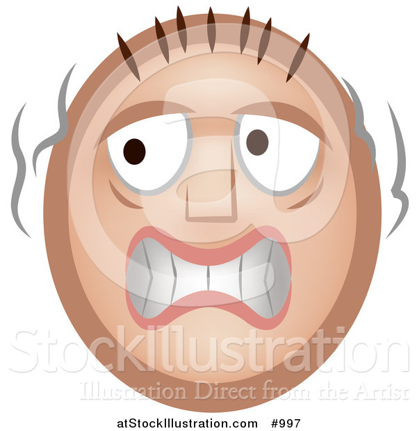 Vector Illustration of a Nervous Emoticon - Tan Version