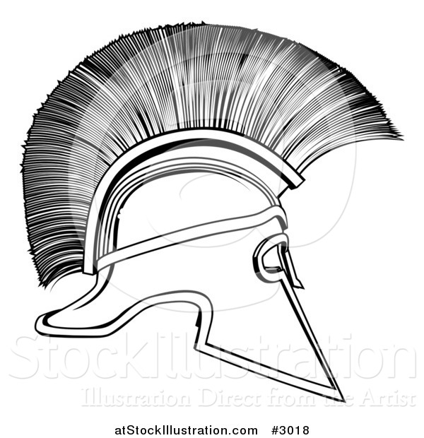 Vector Illustration of a Outlined Spartan Corinthian Helmet