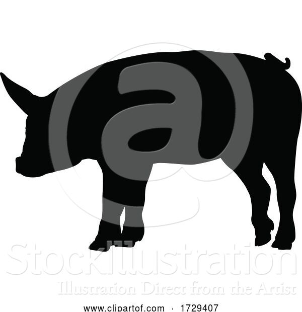 Vector Illustration of a Pig Silhouette Farm Animal Graphic