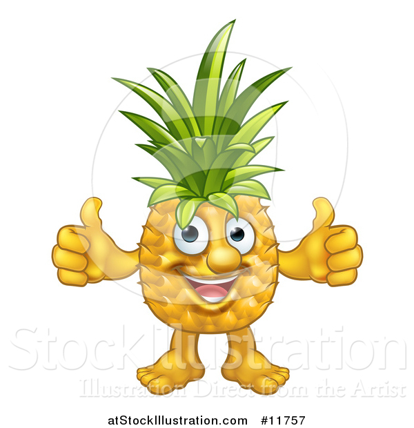 Vector Illustration of a Pineapple Mascot Character Giving Two Thumbs up