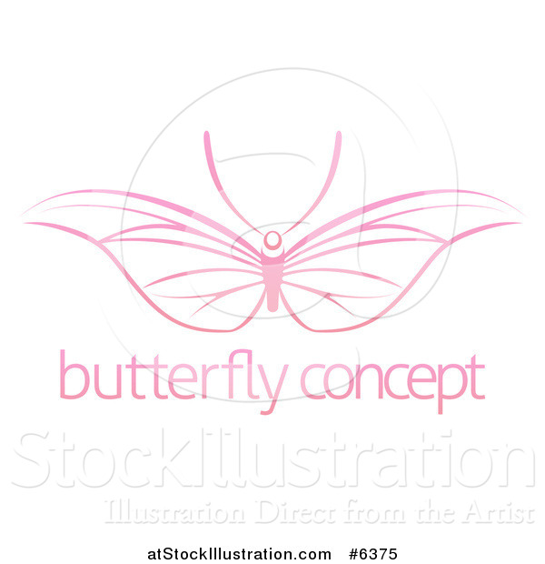 Vector Illustration of a Pink Butterfly with Wide Wings over Sample Text