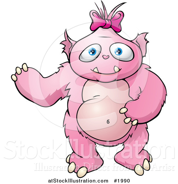 Vector Illustration of a Pink Female Monster