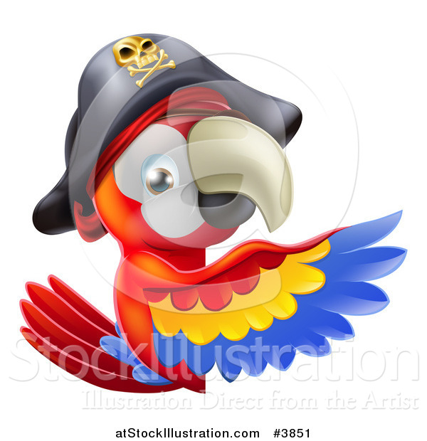 Vector Illustration of a Pirate Macaw Parrot Presenting a Sign