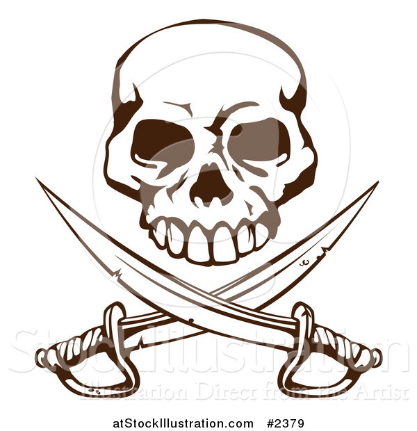 Vector Illustration of a Pirate Skull over Crossed Swords