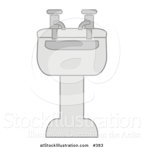 Vector Illustration of a Porcelain Bathroom Sink with Two Faucets