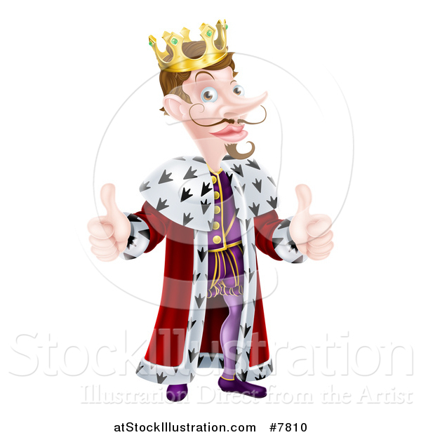 Vector Illustration of a Posh Snooty Caucasian King Giving Two Thumbs up