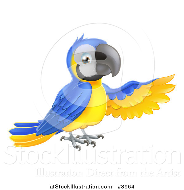 Vector Illustration of a Presenting Blue and Yellow Macaw Parrot