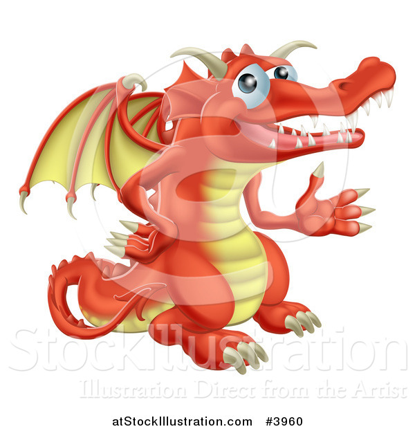 Vector Illustration of a Presenting Red Dragon