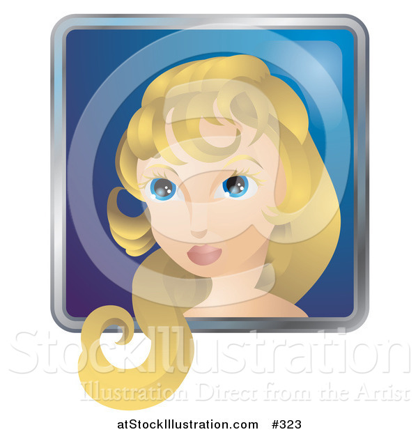 Vector Illustration of a Pretty Woman with Blond Hair and Blue Eyes