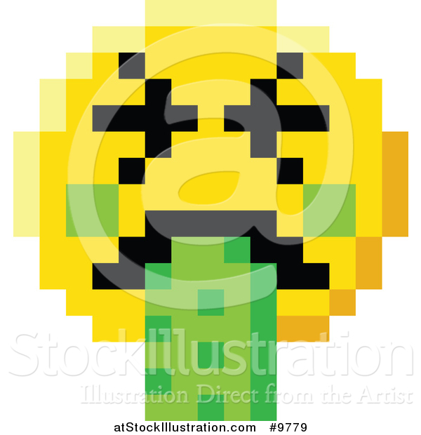 Vector Illustration of a Puking 8 Bit Video Game Style Emoji Smiley Face