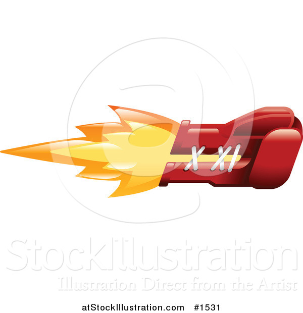 Vector Illustration of a Punching Red Boxing Glove on Fire