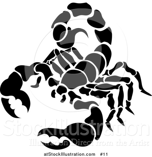 Vector Illustration of a Pure Black Scorpion: Scorpius of the Zodiac