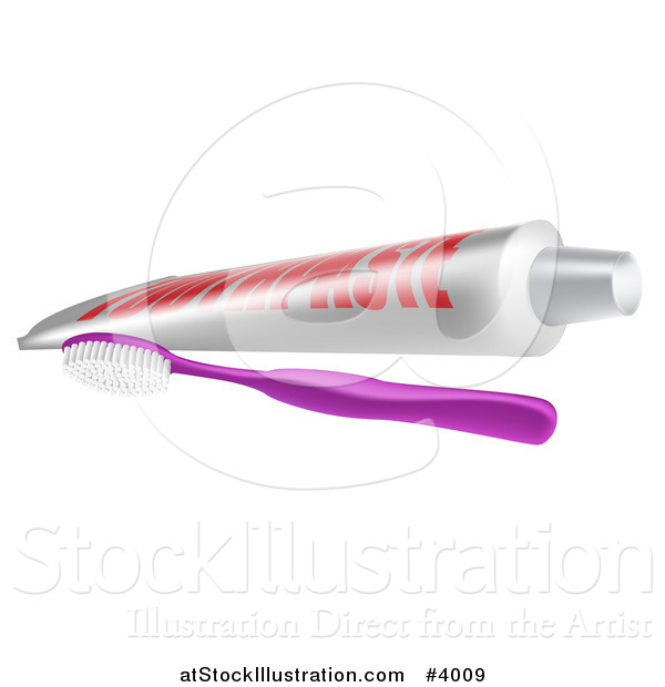 Vector Illustration of a Purple Toothbrush and Tube of Paste