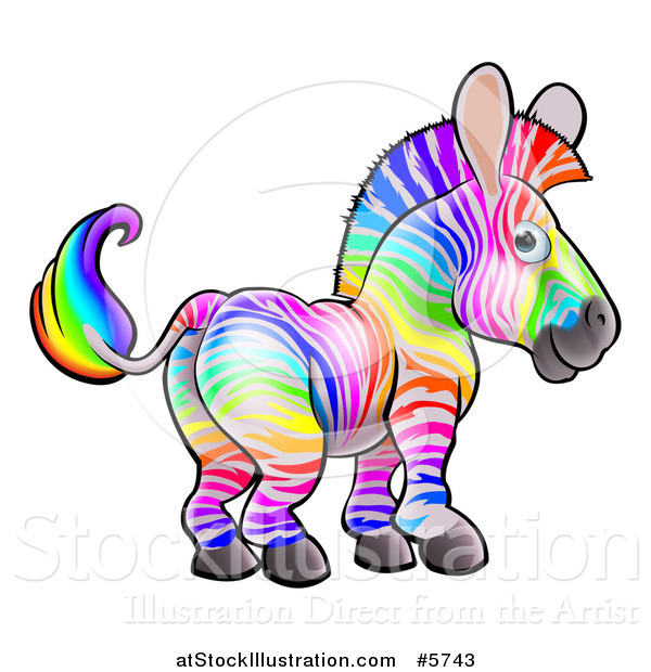 Vector Illustration of a Rainbow Striped Zebra