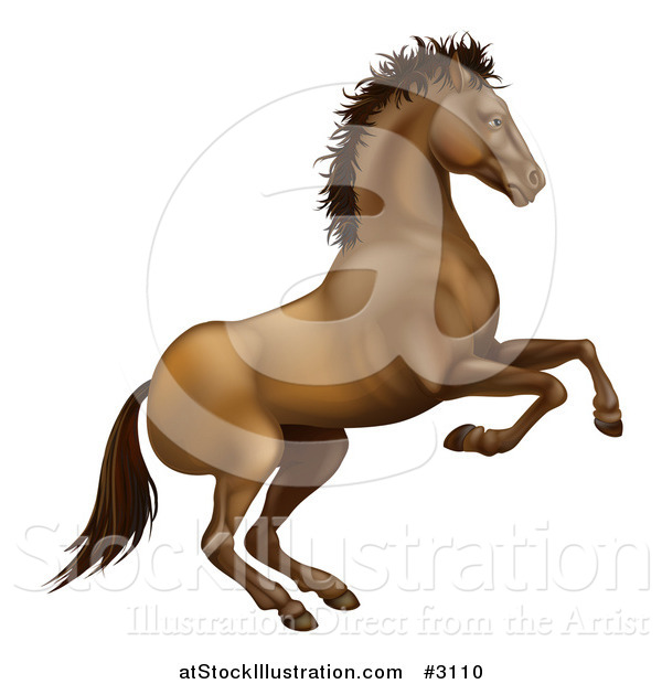 Vector Illustration of a Rearing Brown Horse