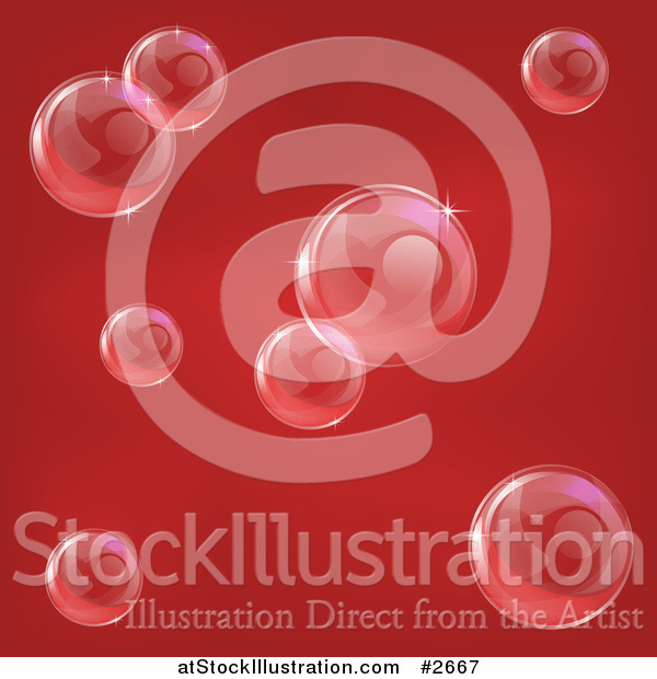 Vector Illustration of a Red Background with Reflective Bubbles