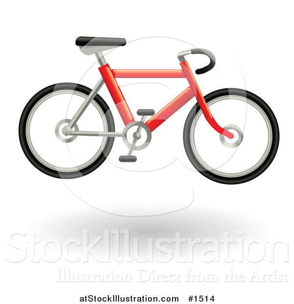 Vector Illustration of a Red Bicycle Hovering