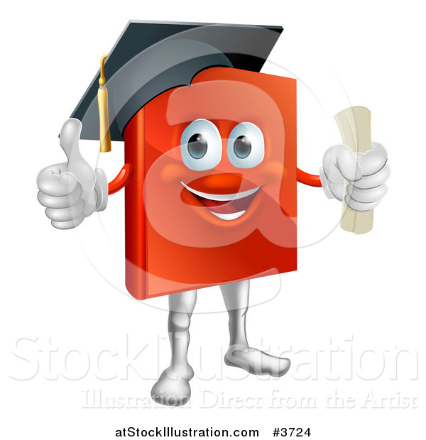 Vector Illustration of a Red Book Mascot Graduate