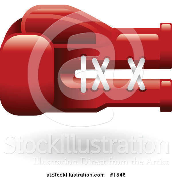 Vector Illustration of a Red Boxing Glove with White Laces, Balled in a Fist