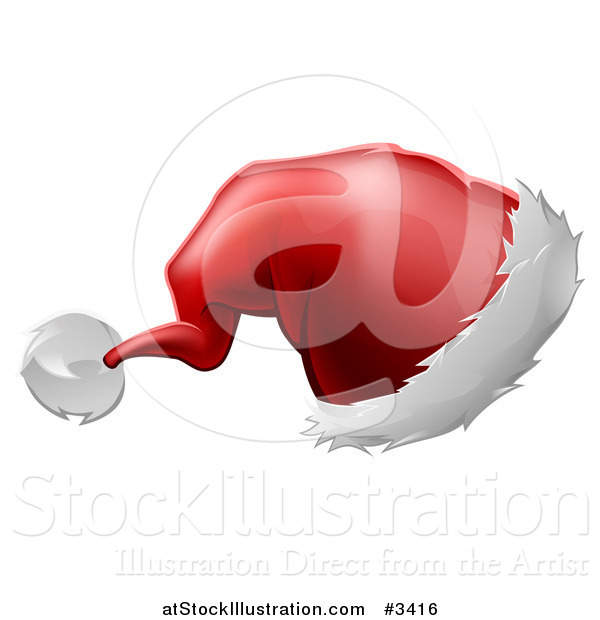 Vector Illustration of a Red Christmas Santa Hat with Furry White Trim