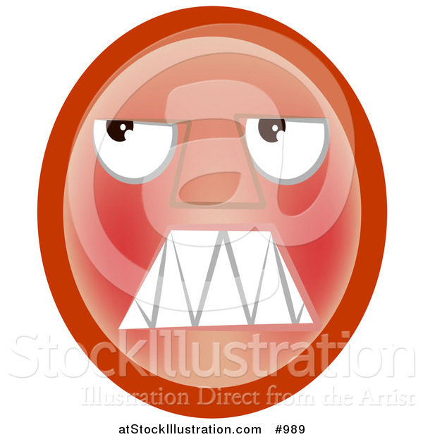 Vector Illustration of a Red Emoticon Mad - Tan Version