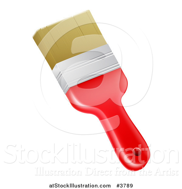 Vector Illustration of a Red Handled Paint Brush