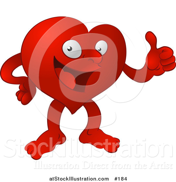 Vector Illustration of a Red Heart Character Giving the Thumbs up
