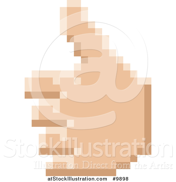 Vector Illustration of a Retro 8 Bit Pixel Art Styled Hand Giving a Thumb up