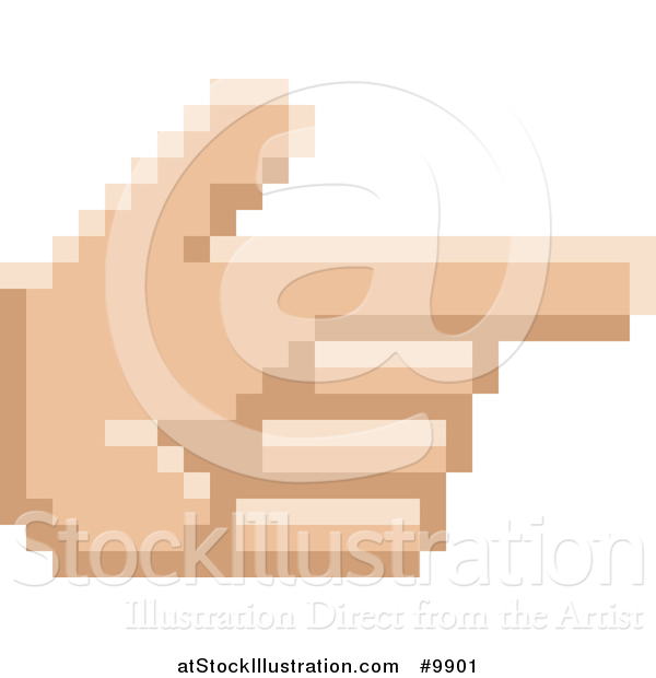 Vector Illustration of a Retro 8 Bit Pixel Art Styled Hand Pointed like a Gun