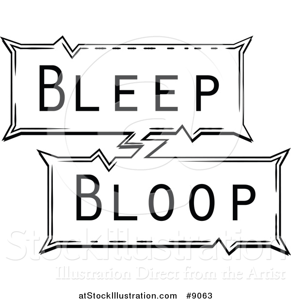 Vector Illustration of a Retro Black and White Pop Art Comic Styled Bleep Bloop Sound Effect