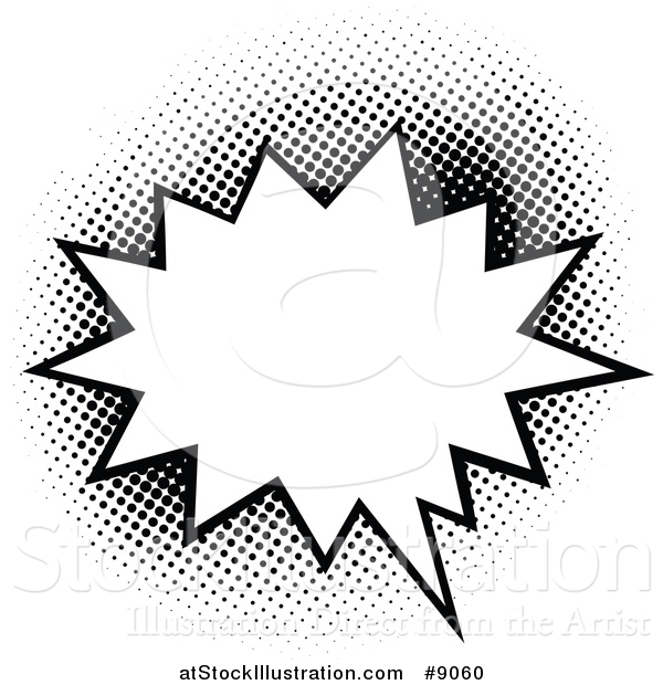 Vector Illustration of a Retro Black and White Pop Art Comic Styled Speech Balloon