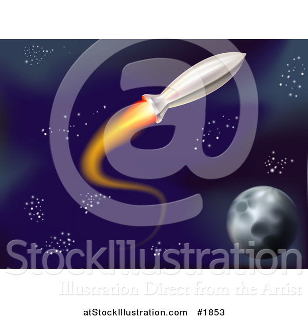 Vector Illustration of a Rocket Shooting Through Outer Space