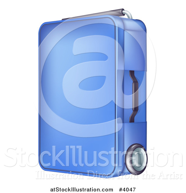 Vector Illustration of a Rolling Blue Suitcase